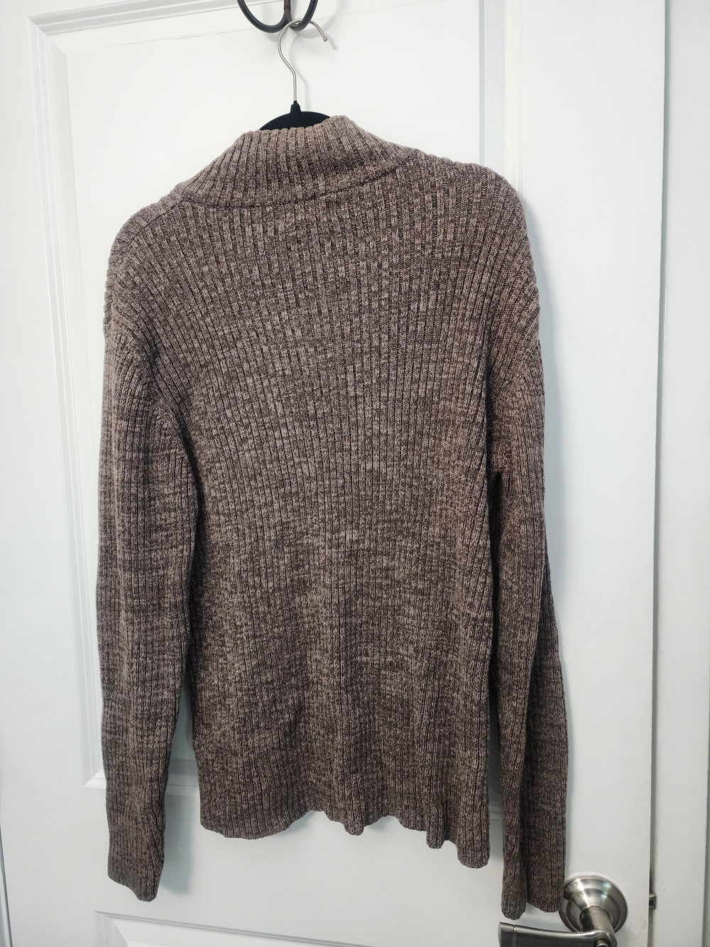 5/$25 Men's Brown Ribbed Button-Neck Sweater - Picture 4 of 5